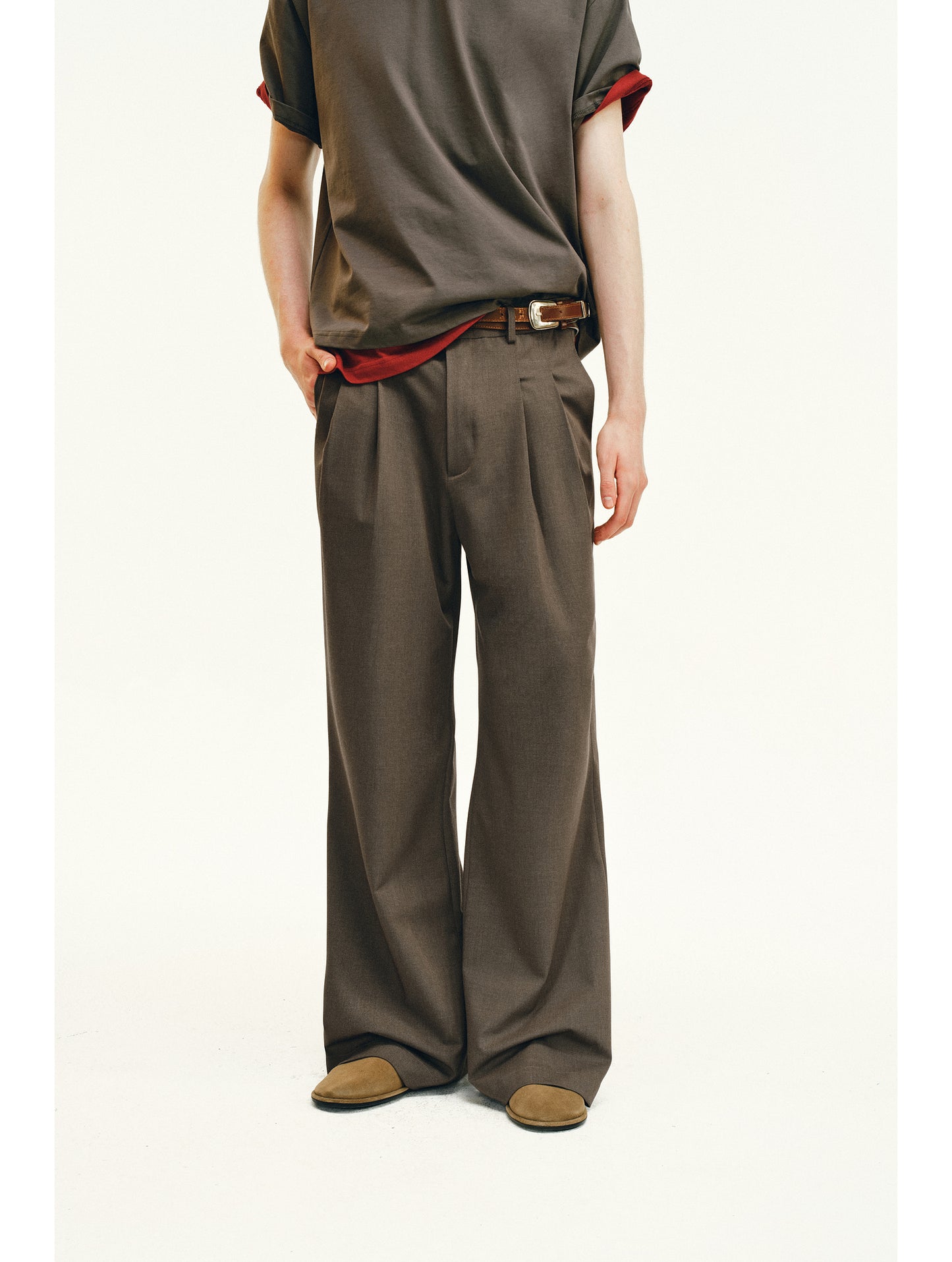 Double-Pleated Casual Pants