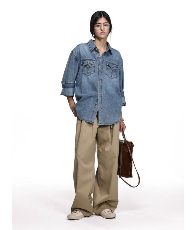 High-Quality Washed Denim Shirt