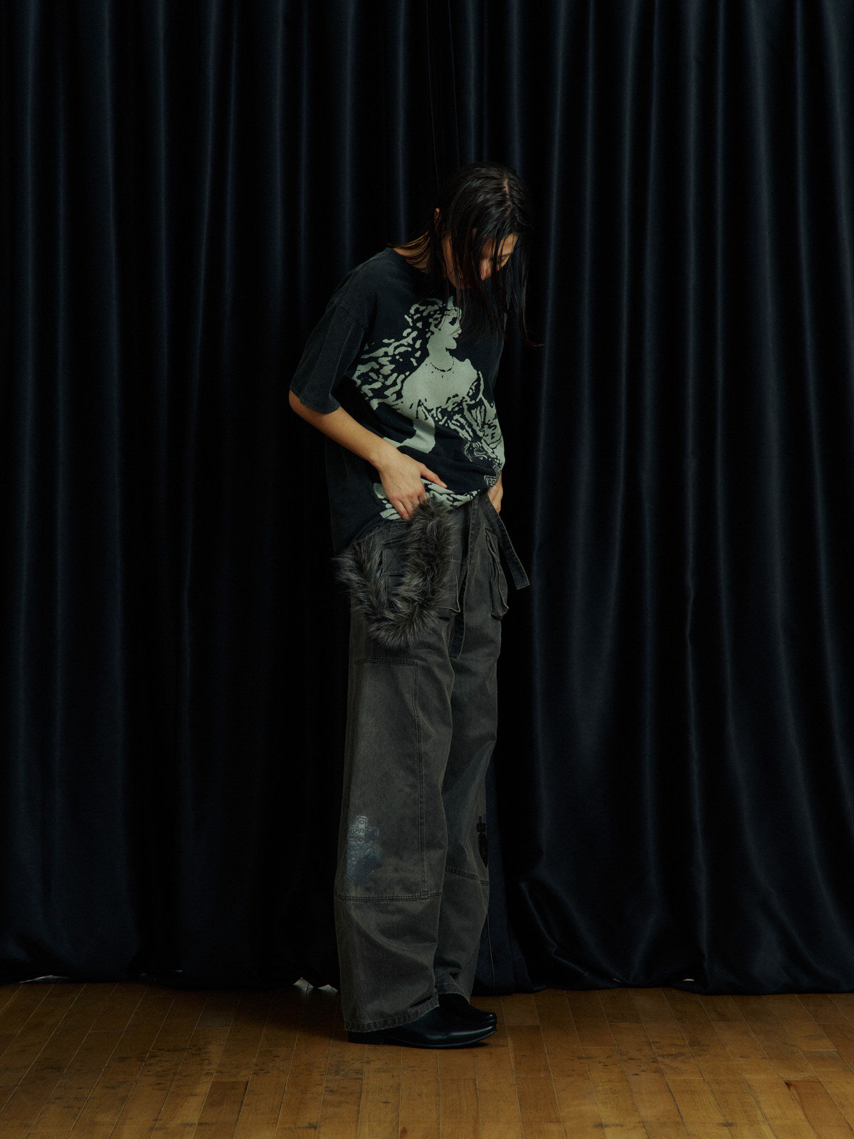 Waxed finish Distressed finish Cargo pants
