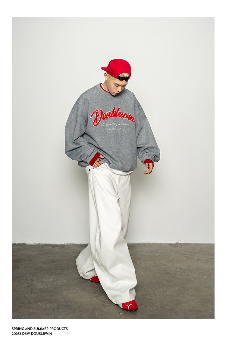 Embroidered Round Neck Sweatshirt