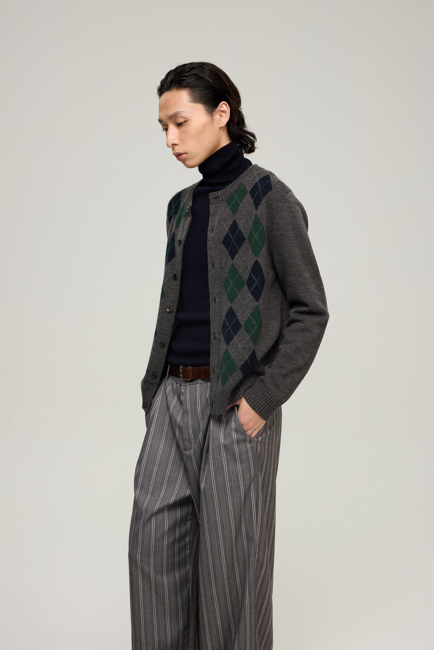 Diamond Jacquard Wool-Blend Cardigan