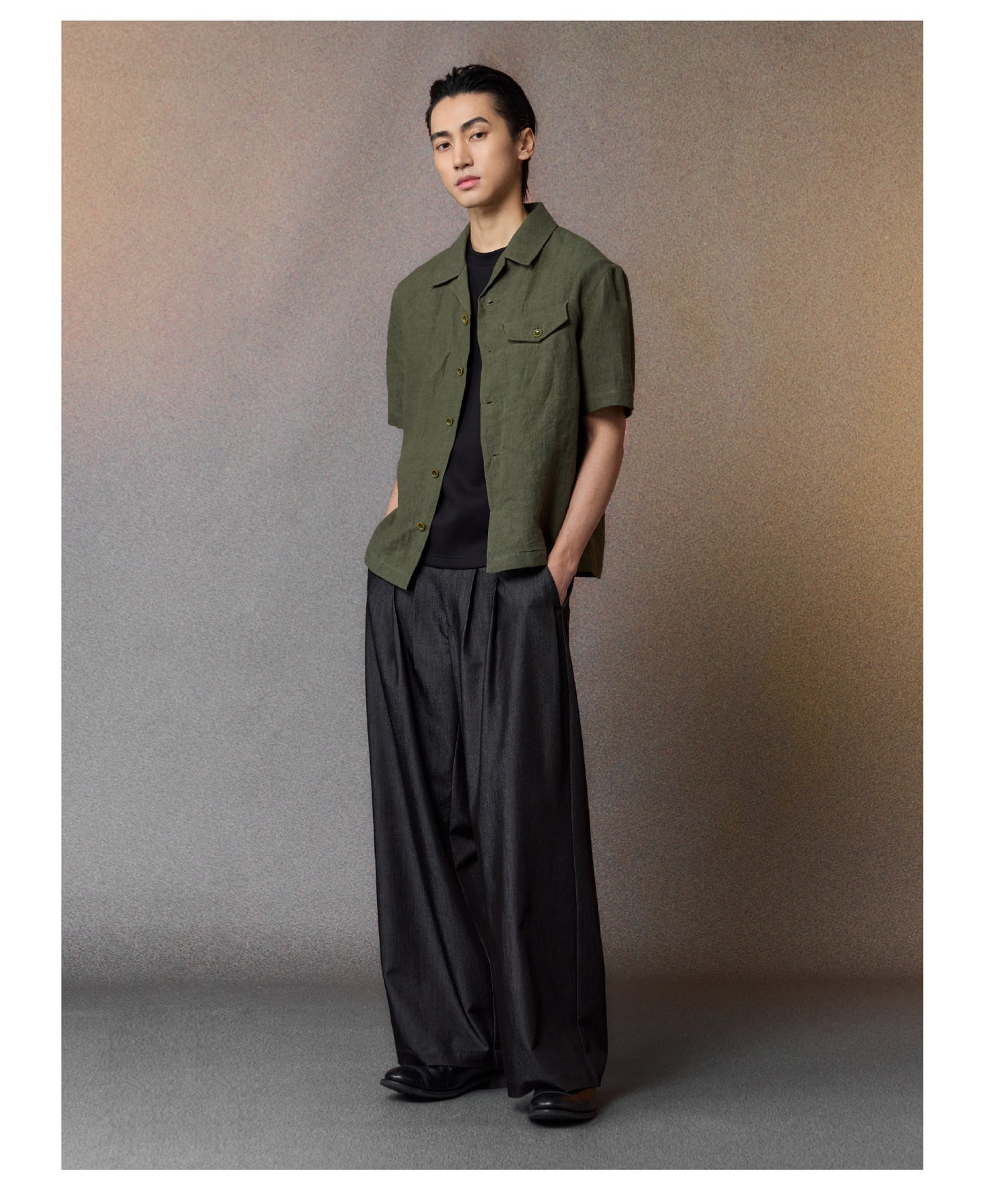 Irregular Silhouette Cuban Collar Shirt