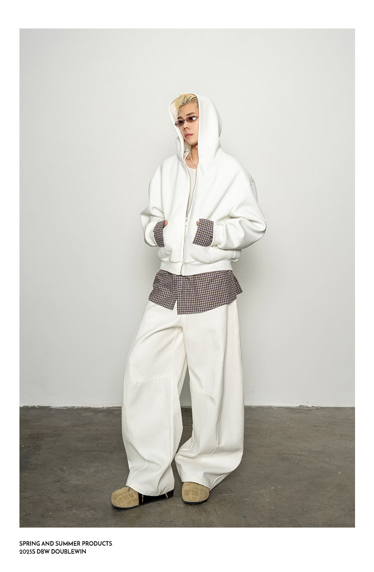 Contrast Color Fake Two-Piece Sweatshirt