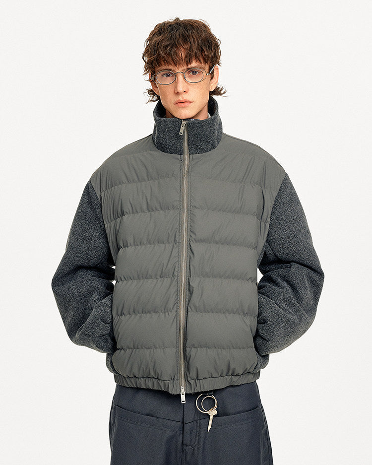 Luxury Stand Collar Patchwork Down Jacket