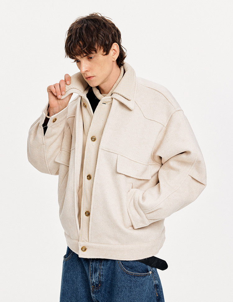 Double Collar Faux Two-Piece Jacket