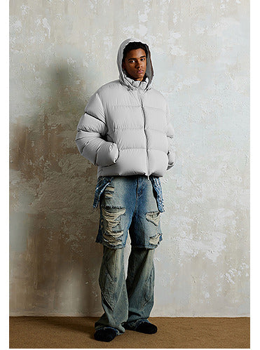 Plain Short Wide Down Jacket