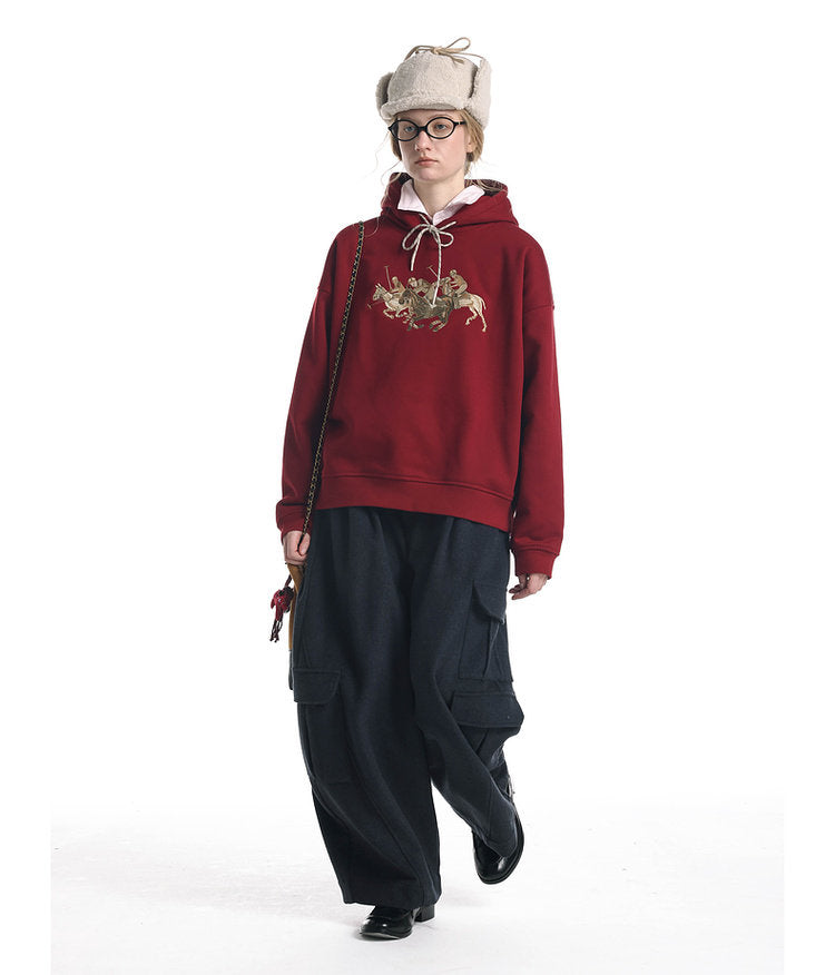 Embroidered Short Sweatshirt