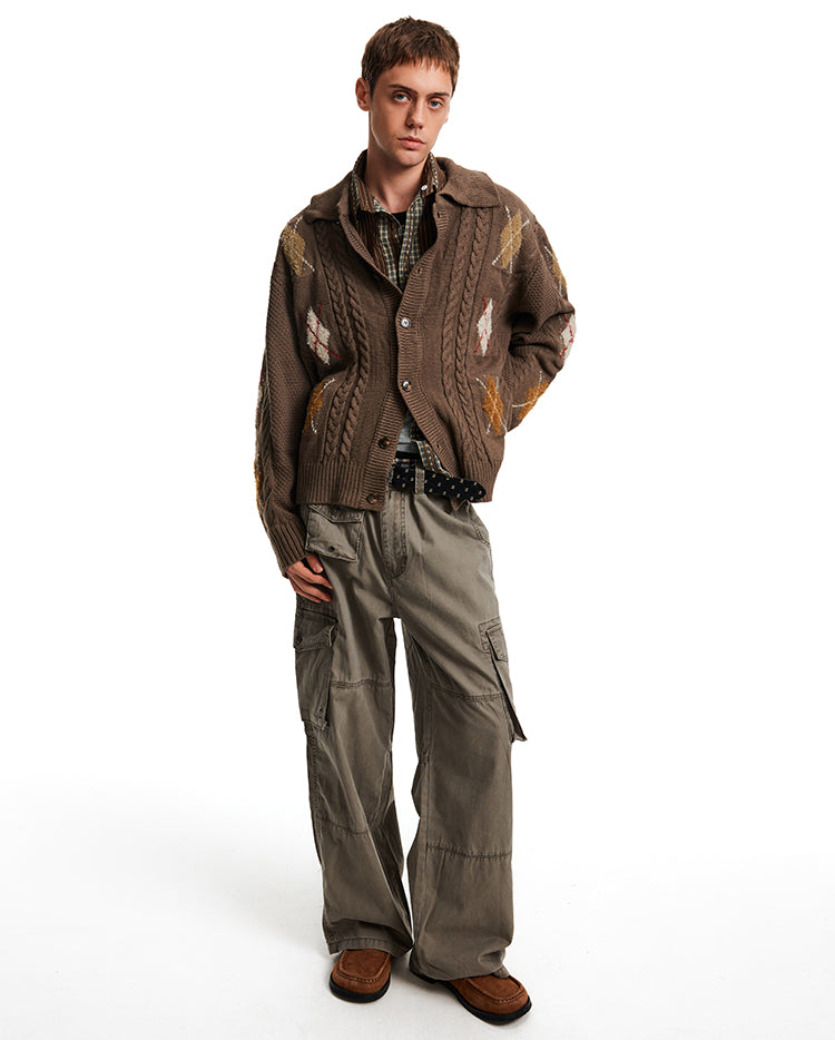 Cable-Knit Diamond Cardigan