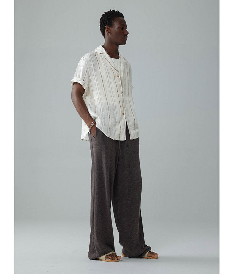 Jacquard-Woven Shirt with Cuban Collar