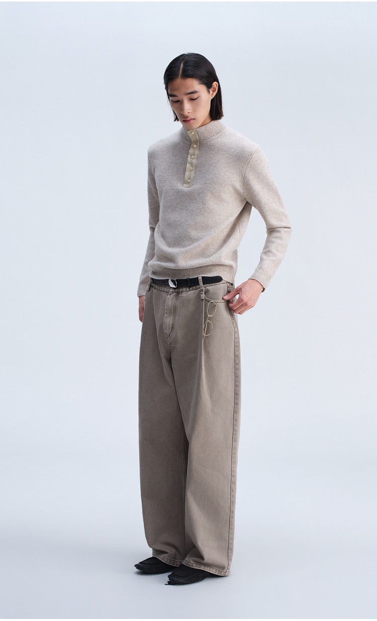Single-Tuck Denim Pants