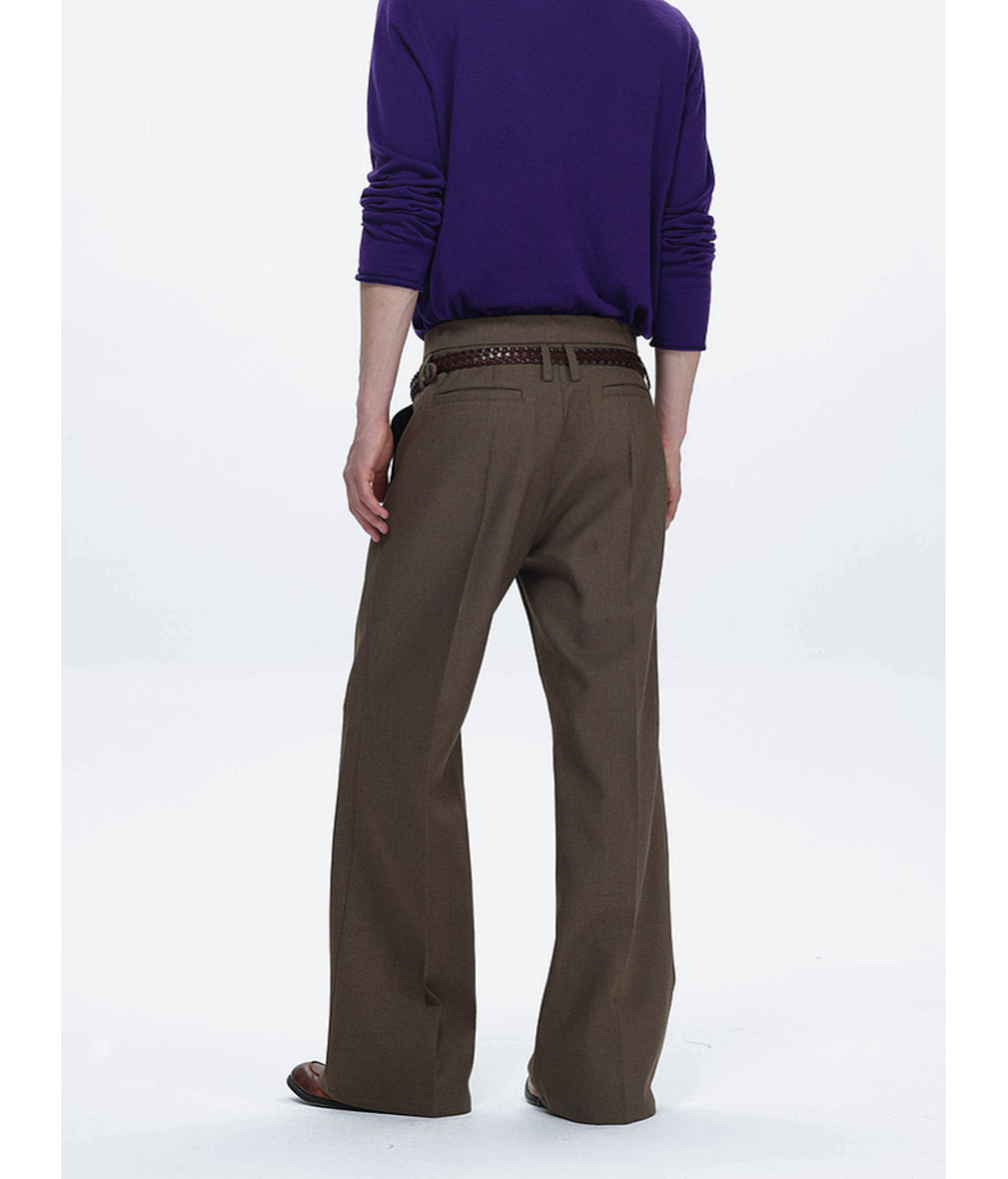 Straight-Pleated Casual Pants