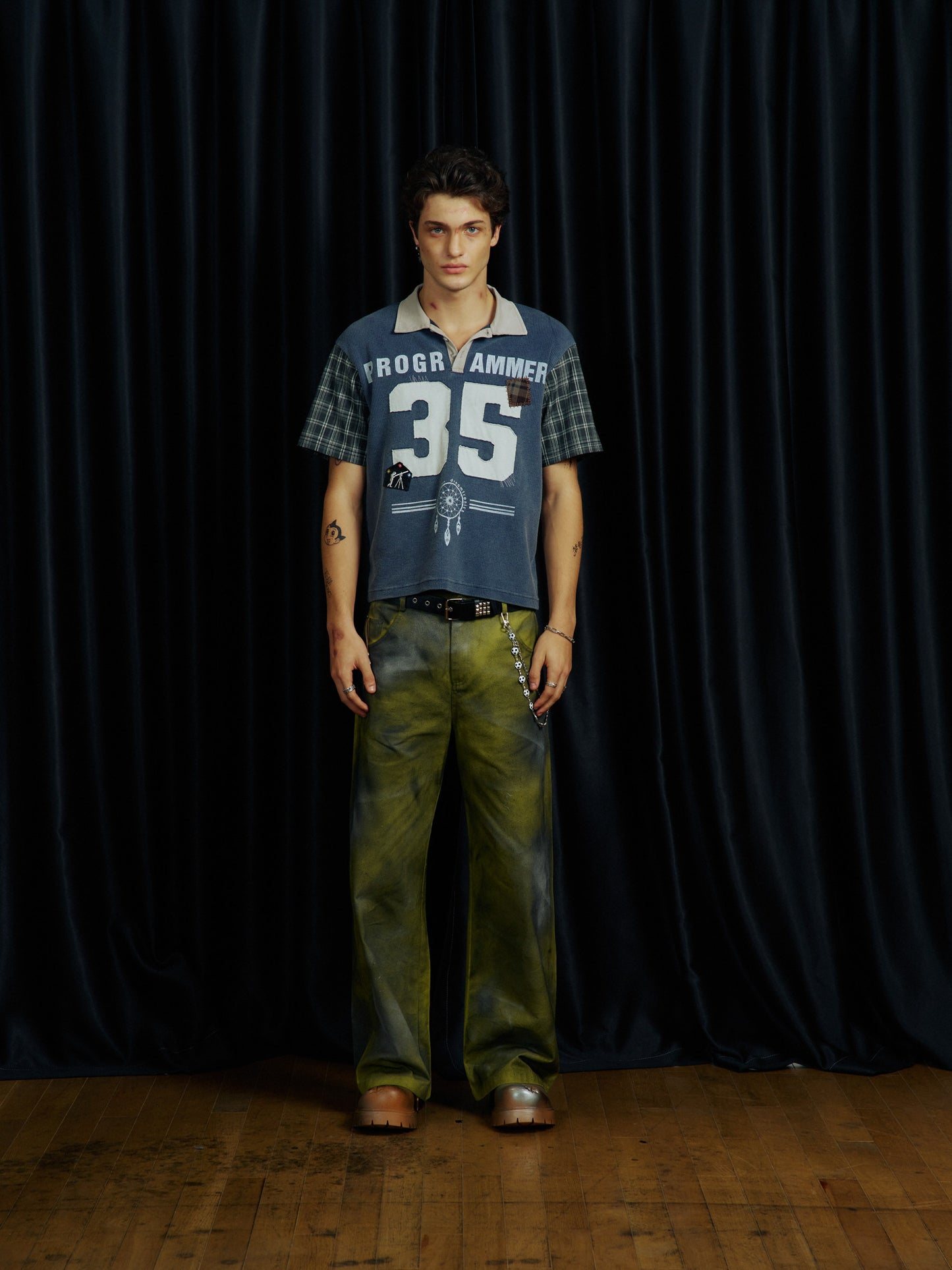 Checkered Waffle Polo Shirt