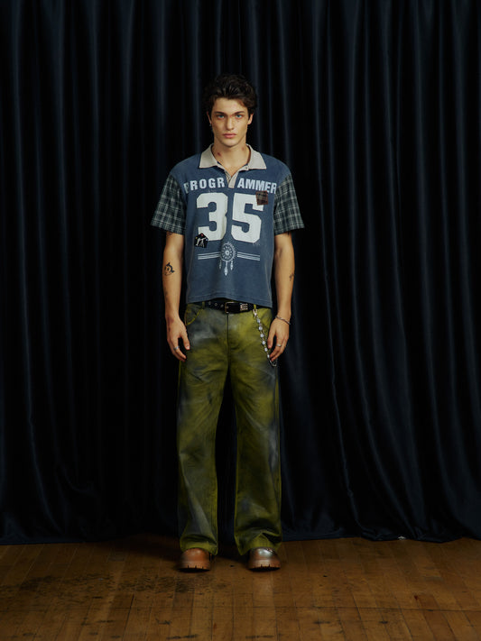 Checkered Waffle Polo Shirt