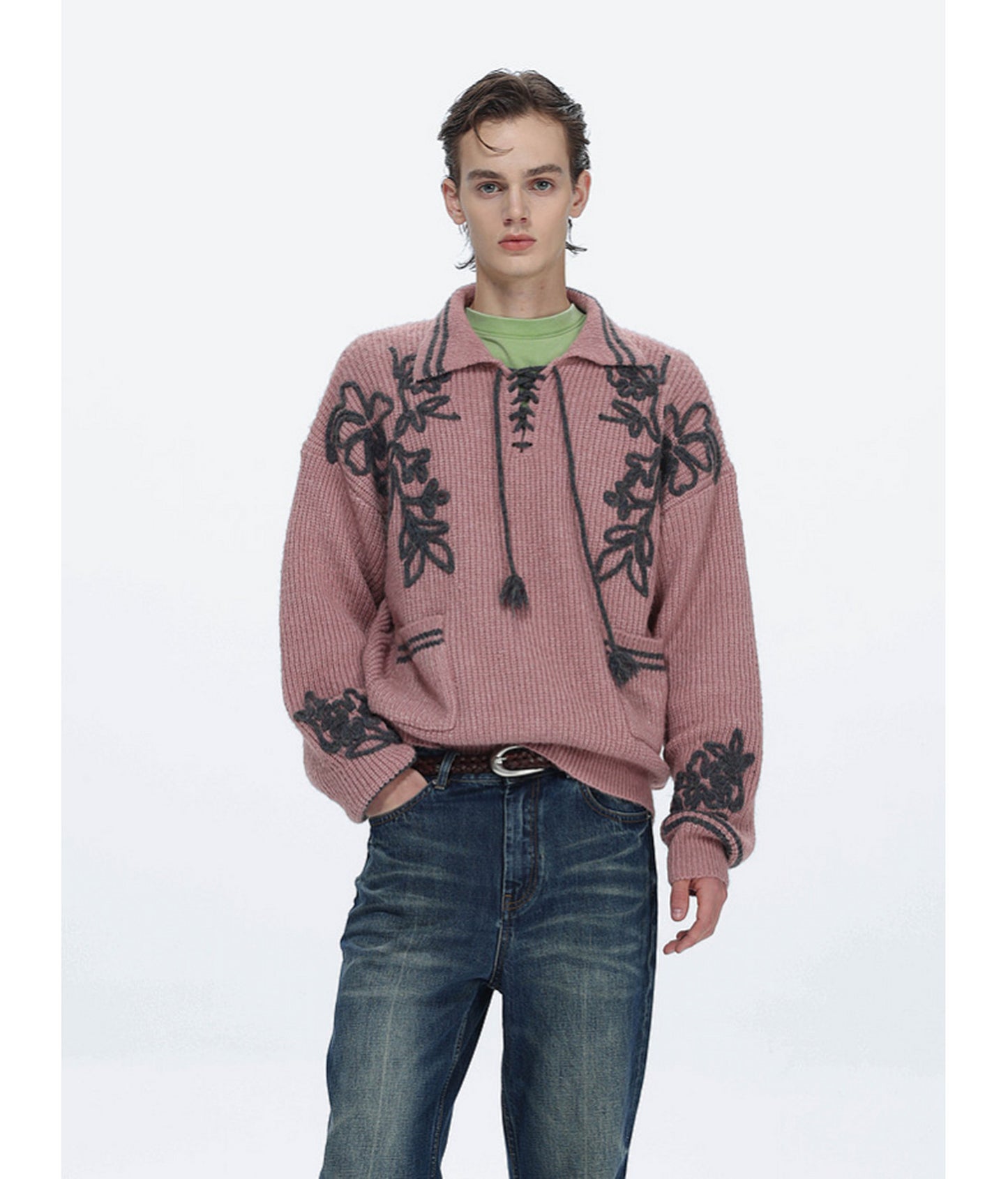Vintage Wool-Blend Fringed Sweater