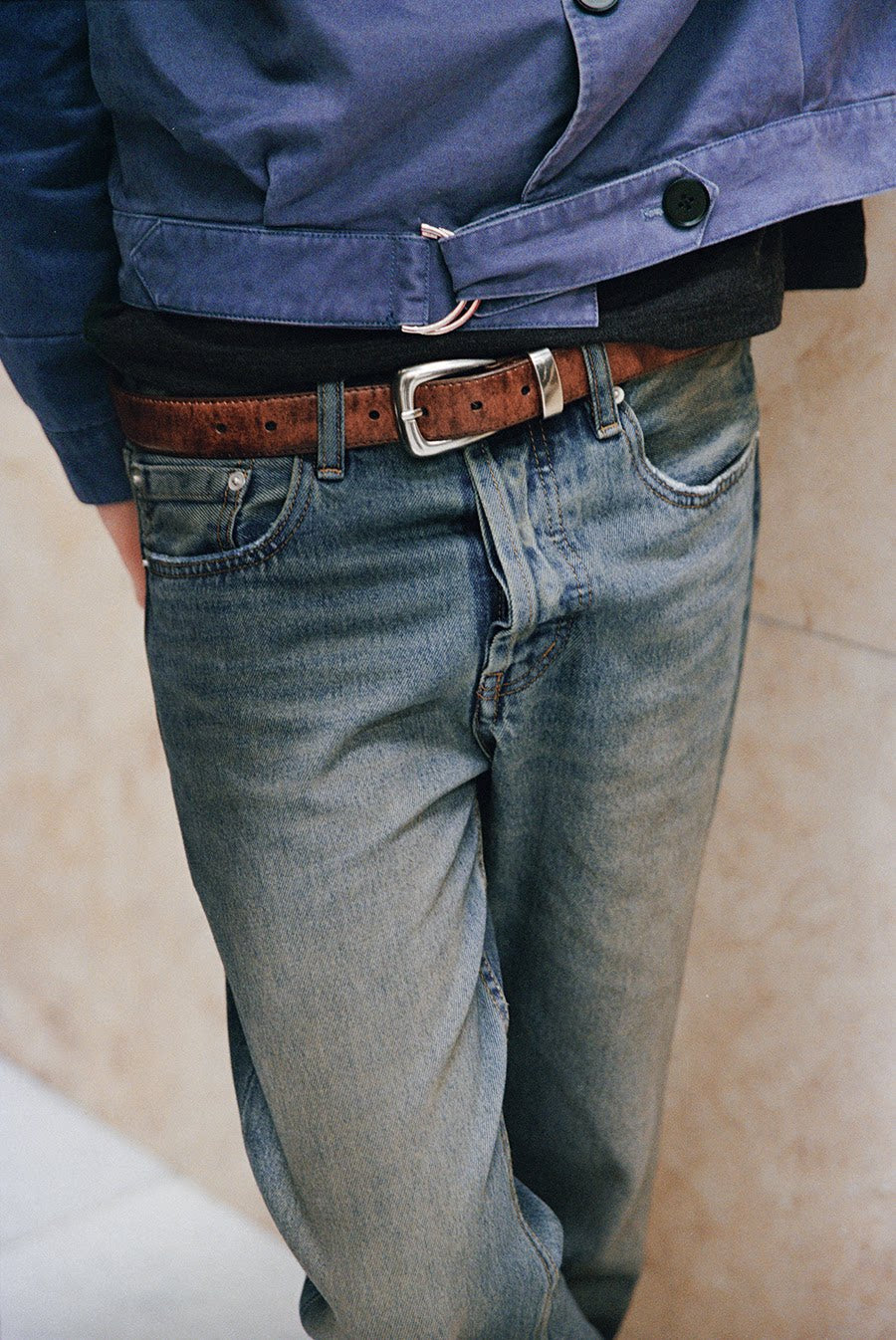 Antique Matte Silver Buckle Belt