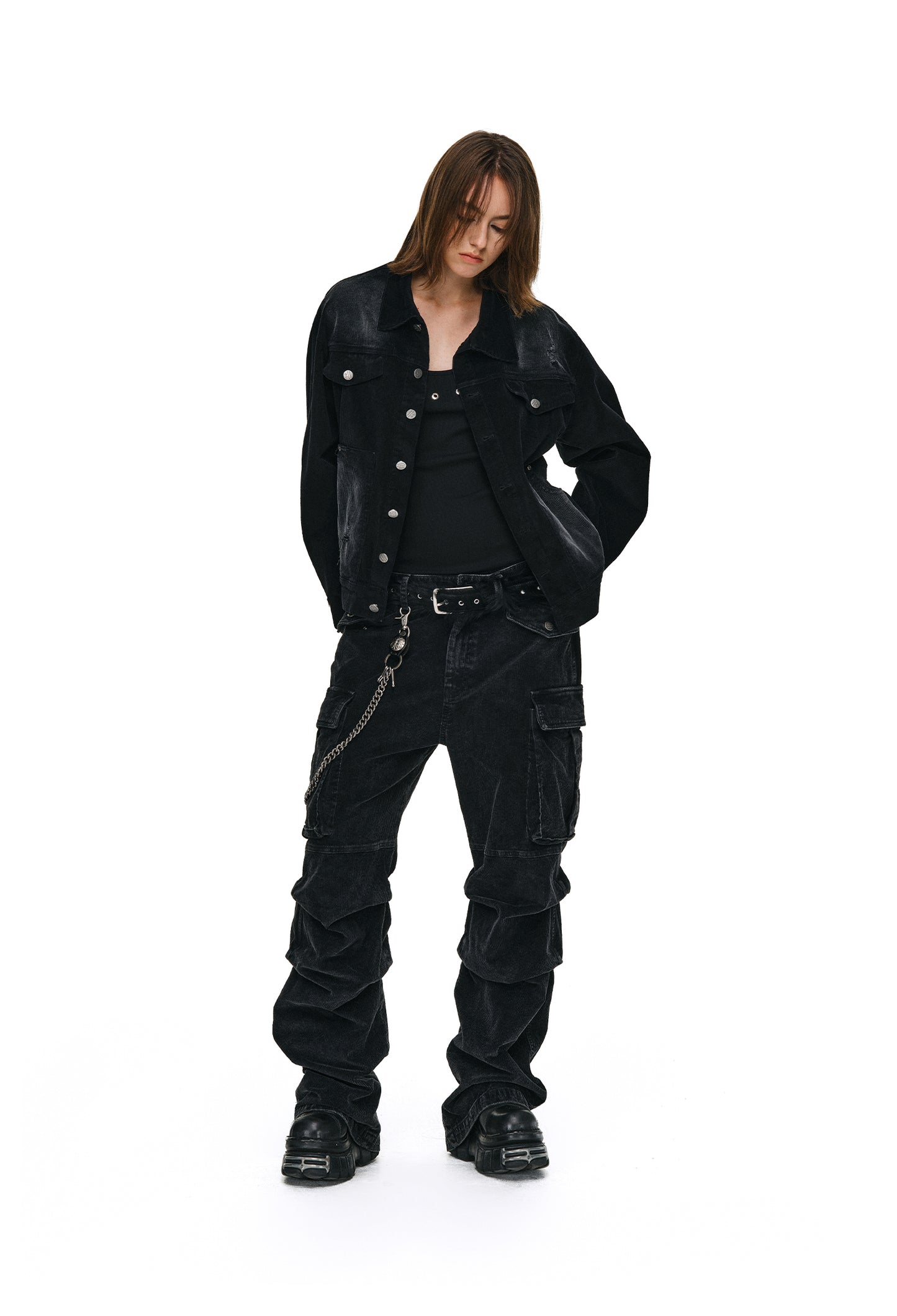 Heavy-Wash Casual Pants