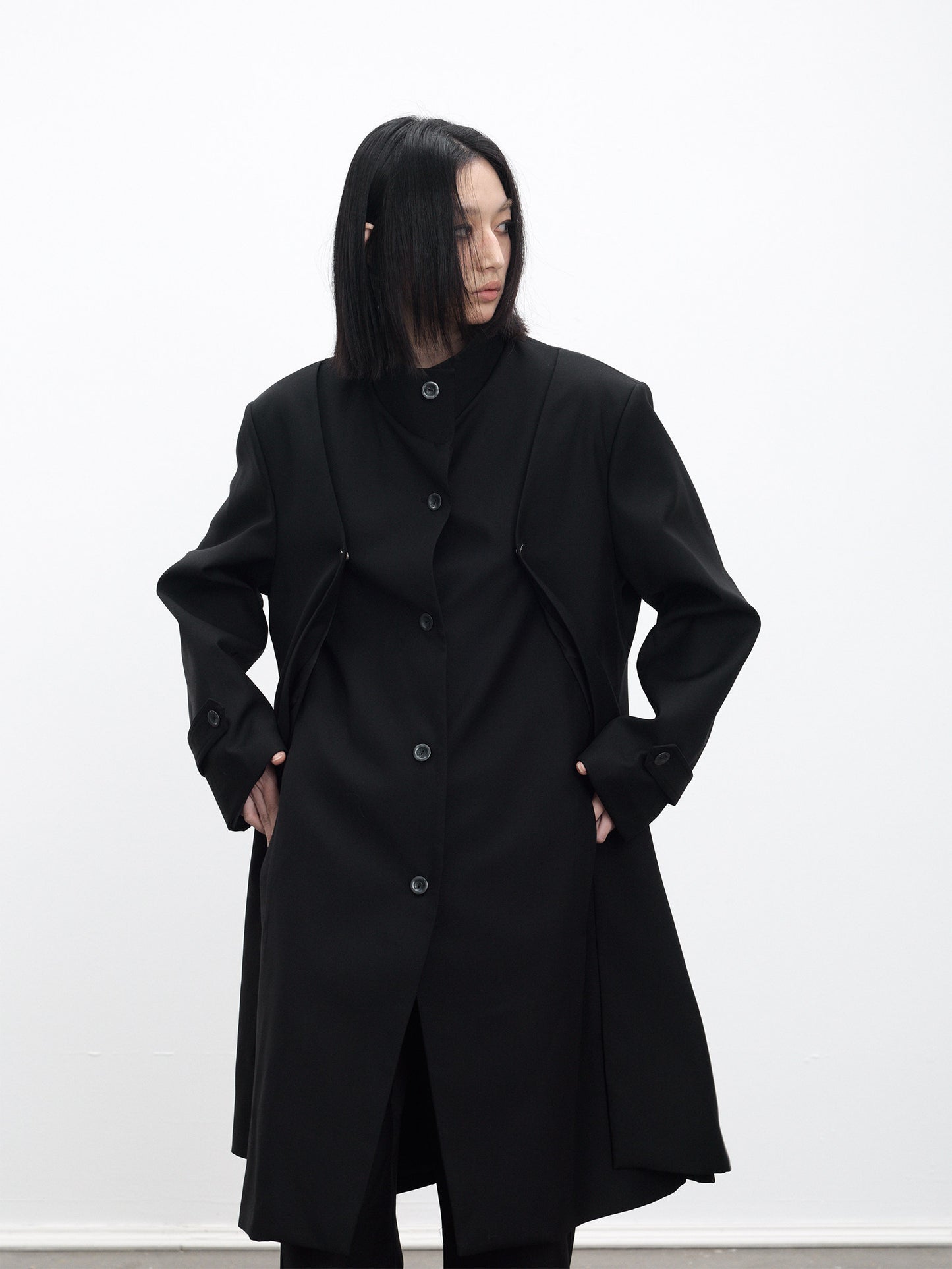 Faux Two-Piece Trench Coat