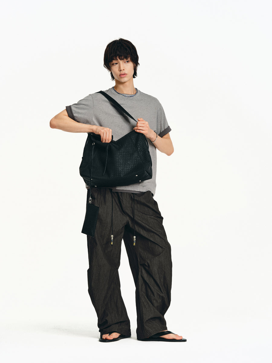 Matte-embossed shoulder bag