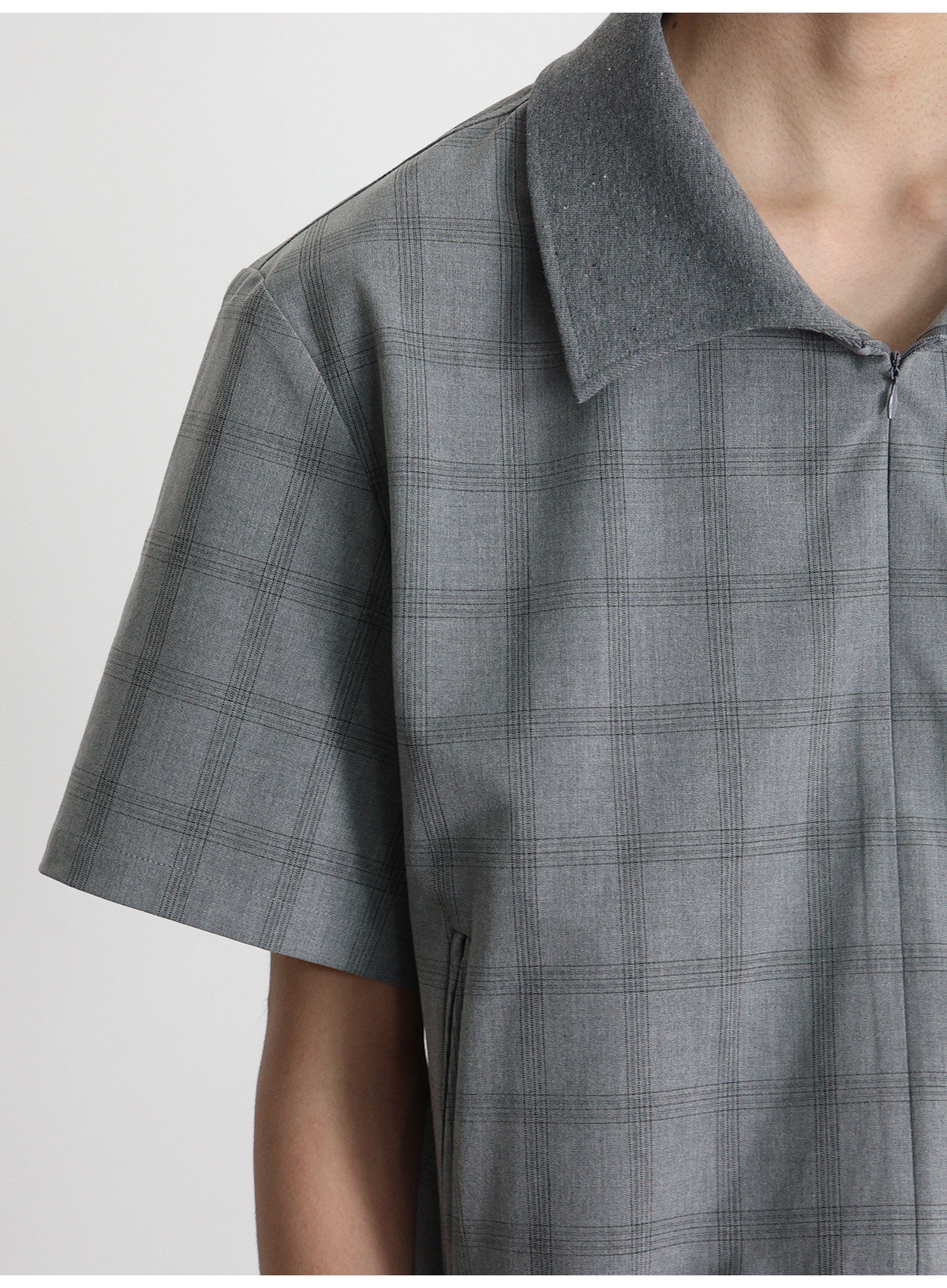 Half-Zip Checkered Shirt