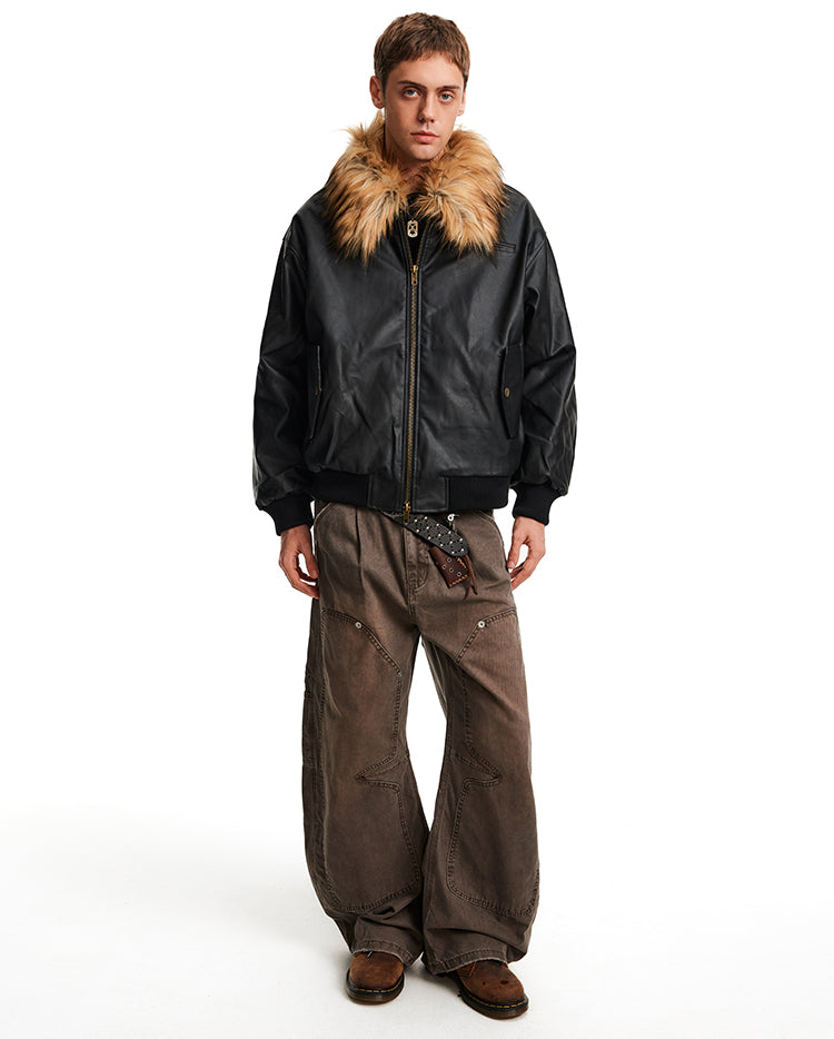 Fur Collar Leather Jacket