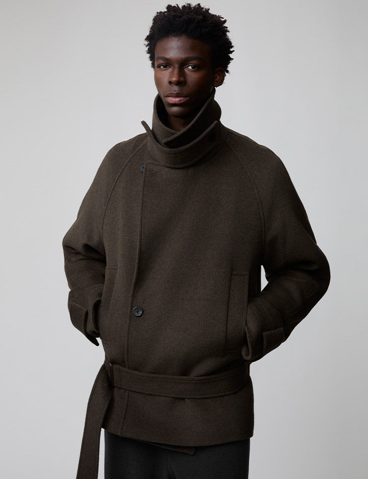 Raglan-Sleeve Short-Length Coat