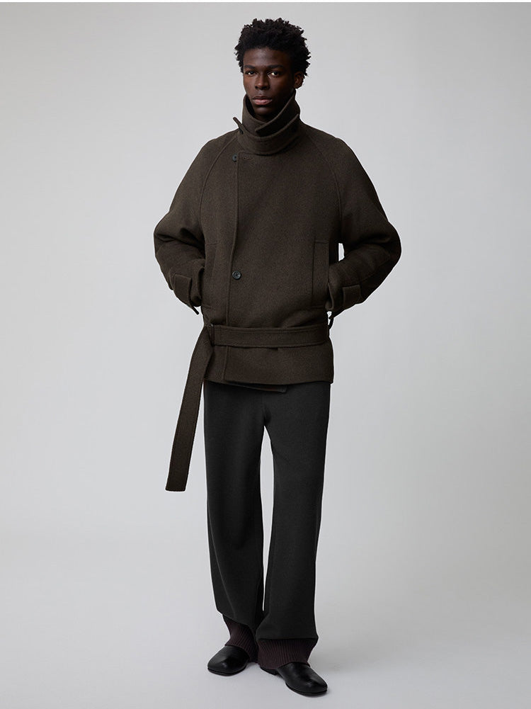 Raglan-Sleeve Short-Length Coat