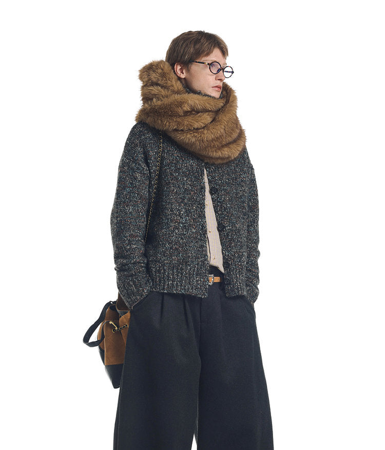 Vintage Style High-Neck Cardigan