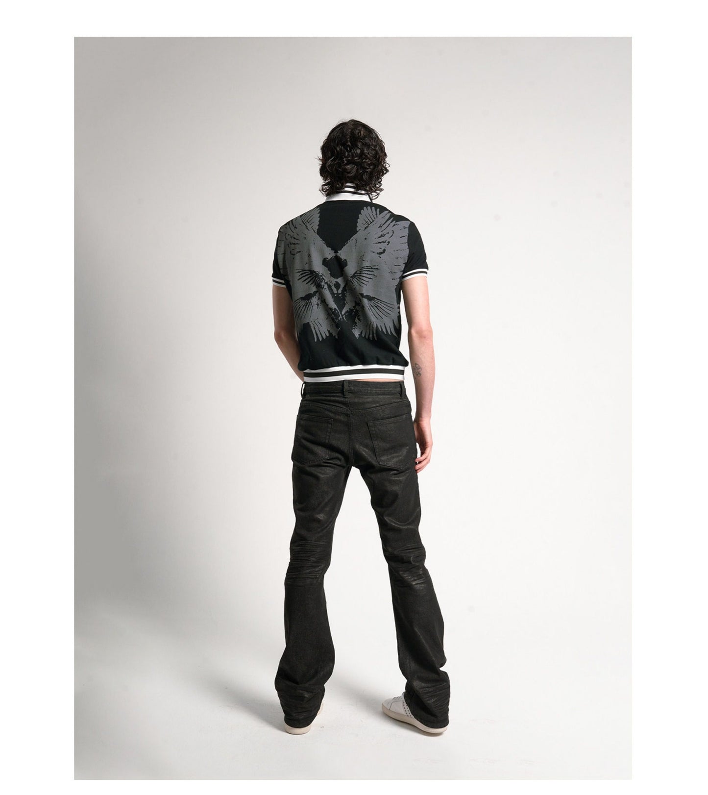 Digital-Print Zip-Up Polo Shirt