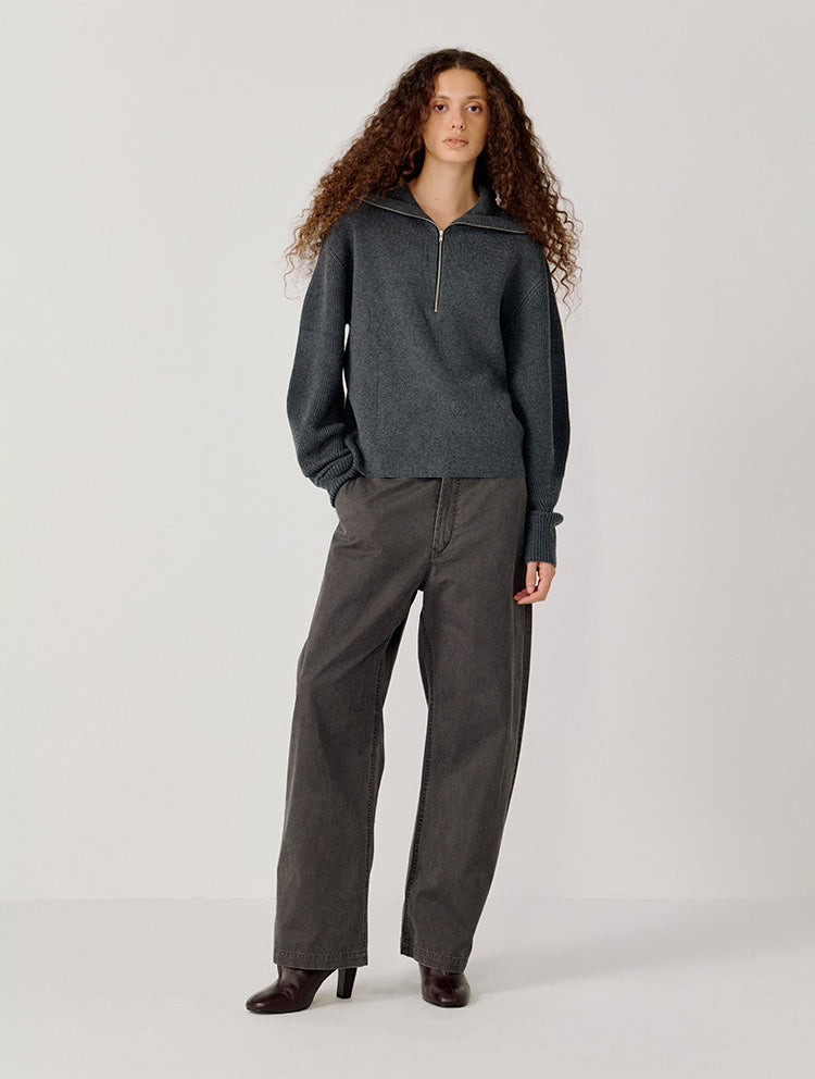 Half-Zip Stand Collar Sweater
