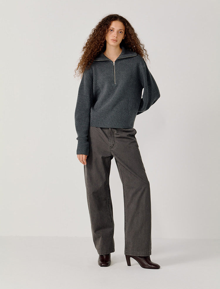 Half-Zip Stand Collar Sweater