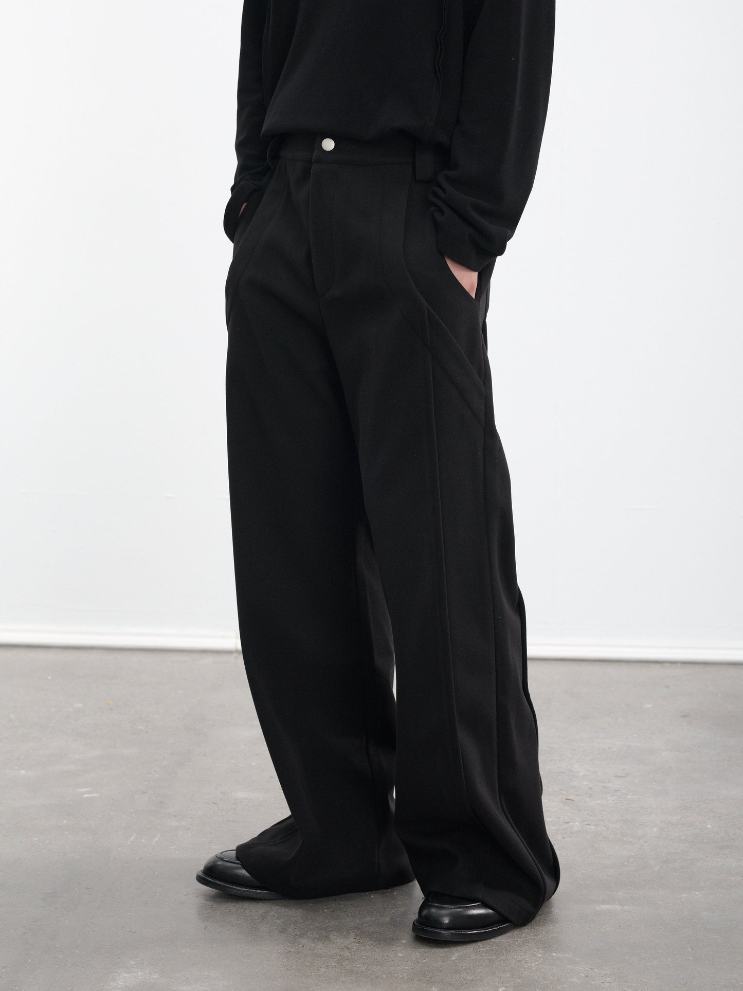 Deconstructed Wide-Leg Casual Pants