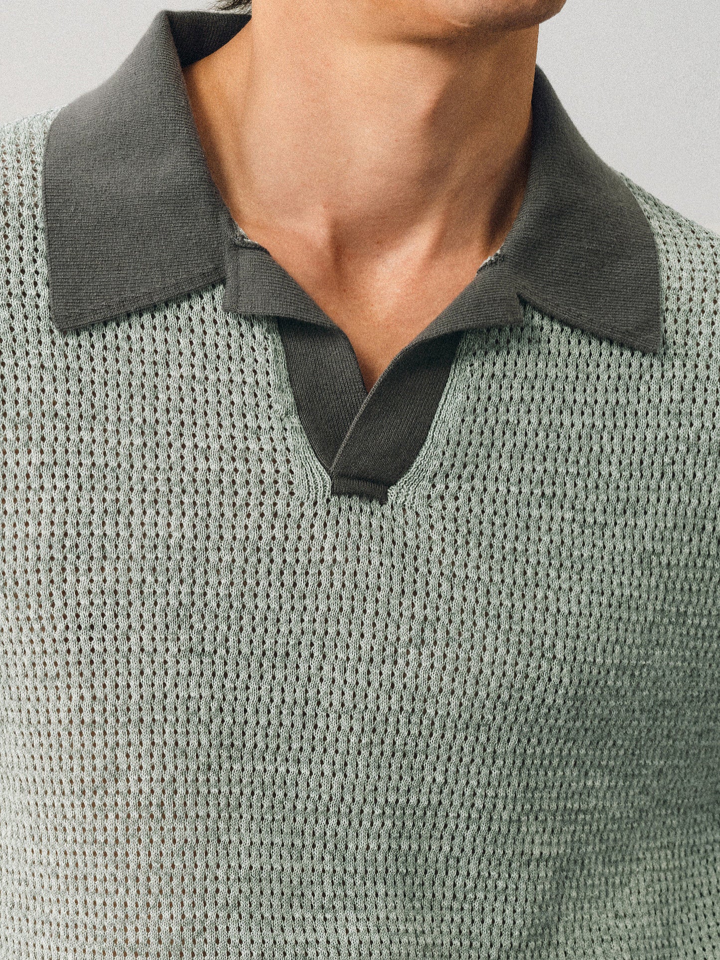 Openwork Knit Polo Shirt