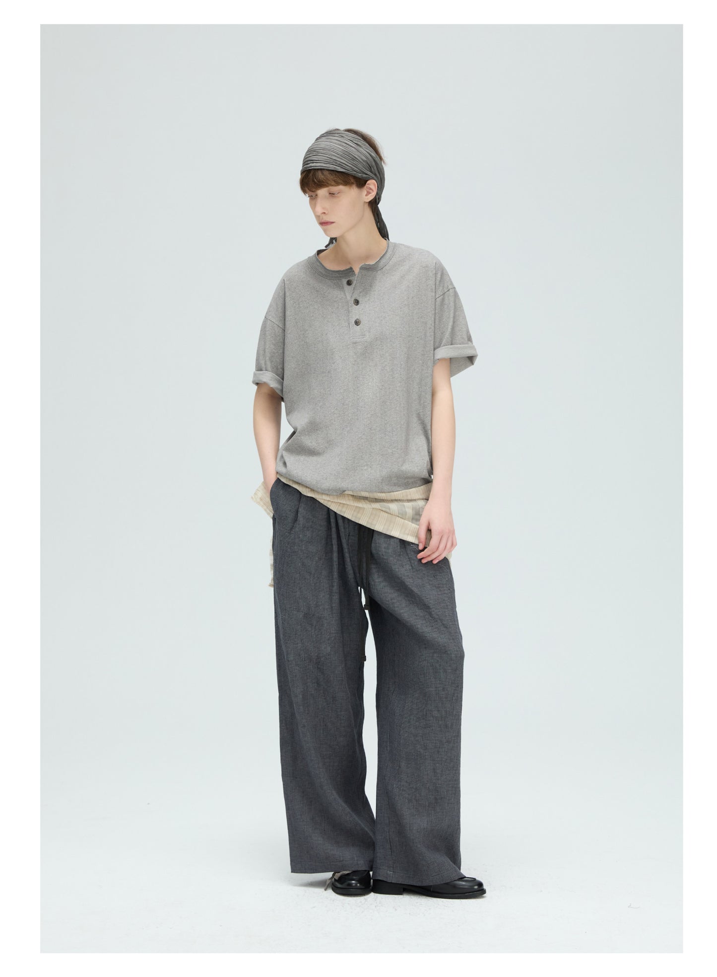 Basic Wash Henry-Neck T-Shirt
