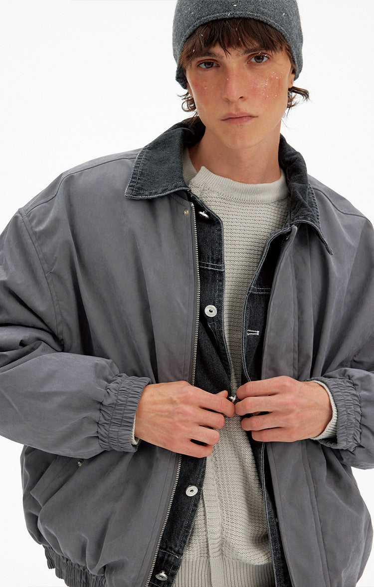 Faux Two-Piece Cotton Jacket