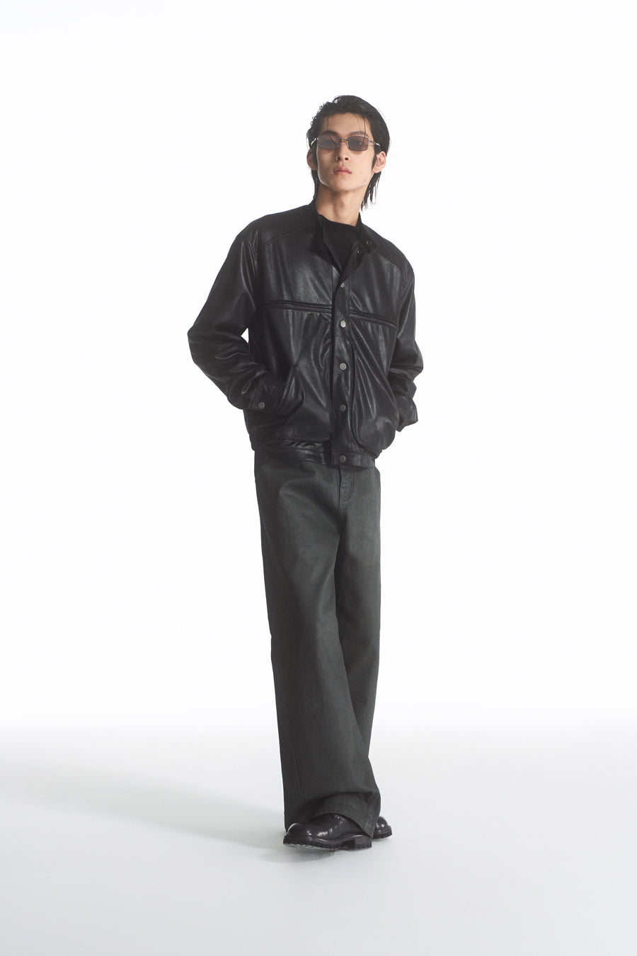 PU coated straight jeans