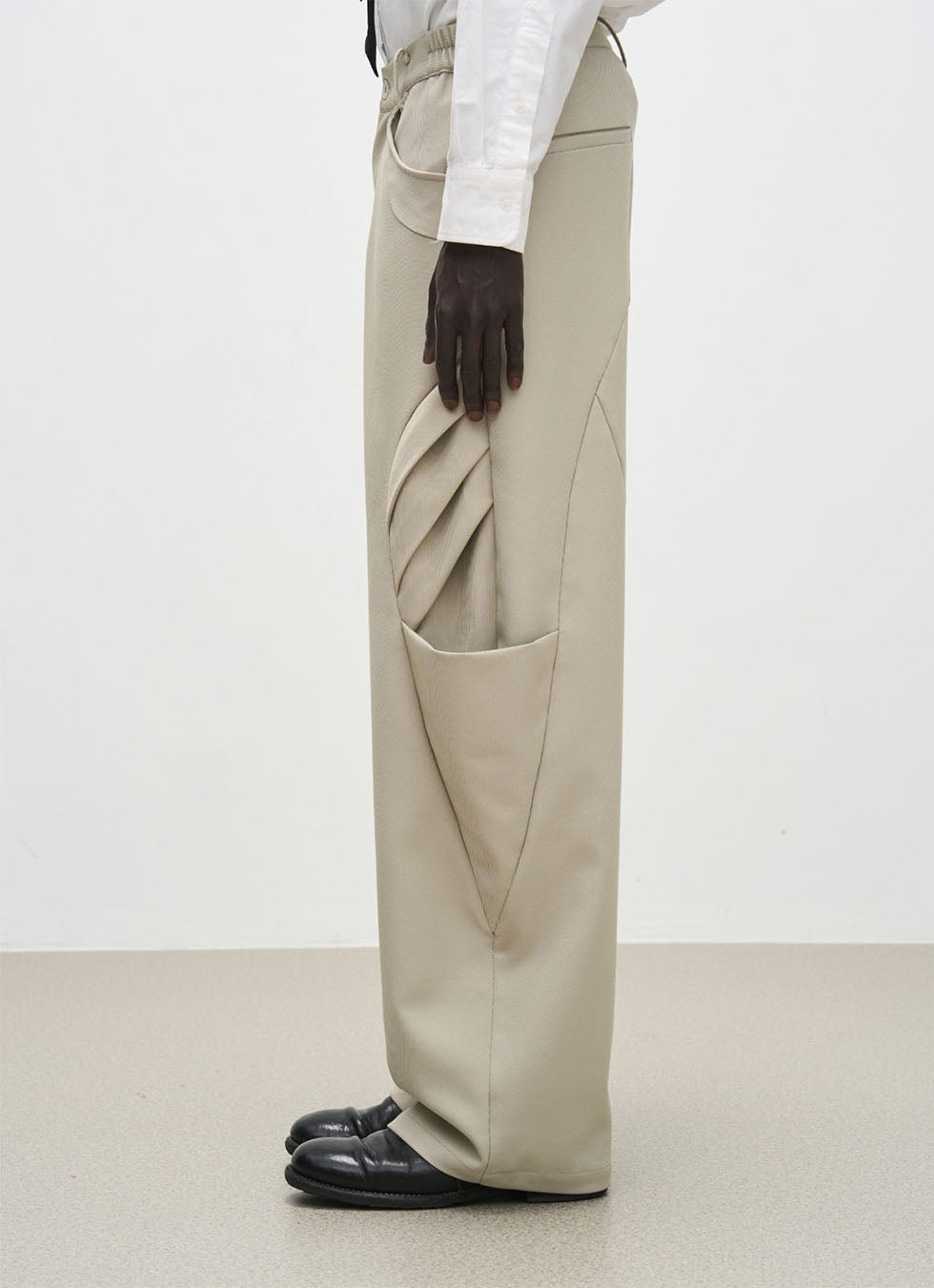 Side Flap Draped Wide Casual Pants