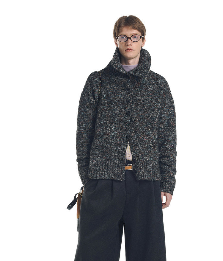 Vintage Style High-Neck Cardigan