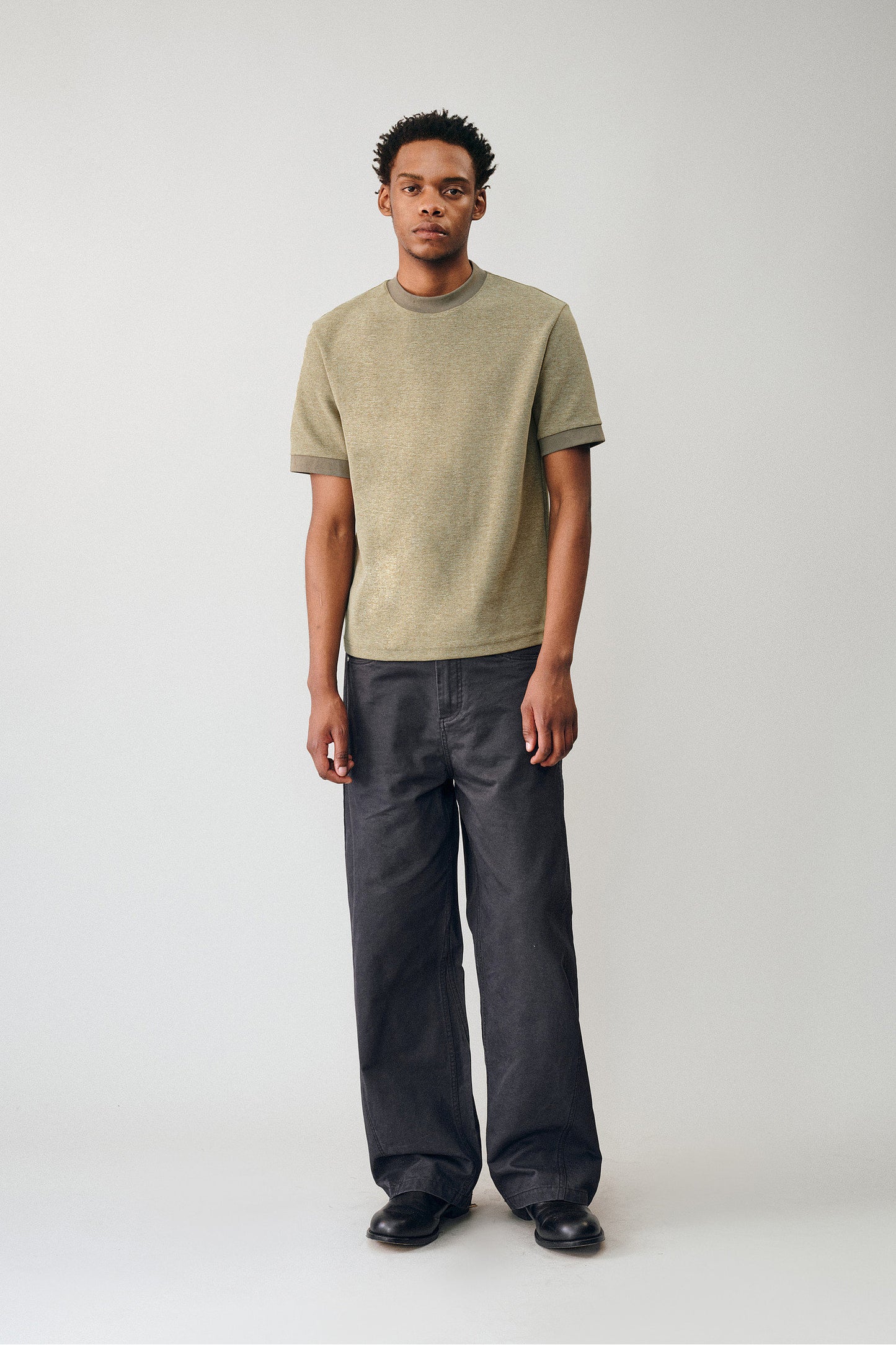 Contrast-Color Loop-Knit T-Shirt