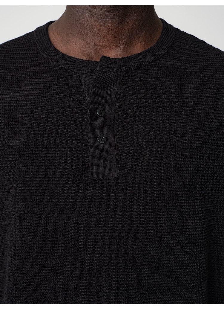 Waffle Henley Neck Knit Shirt