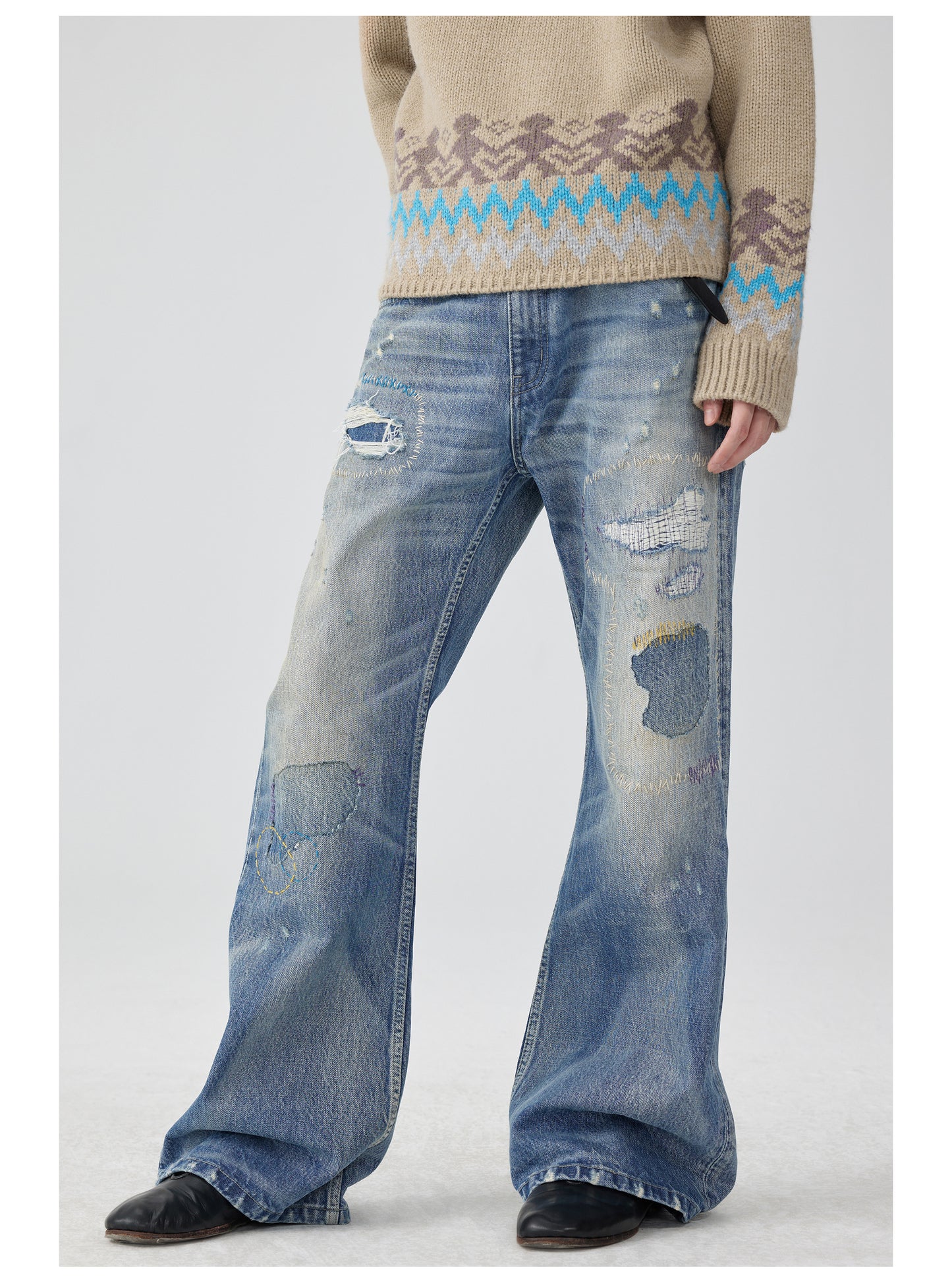 Stitched Flare Jeans