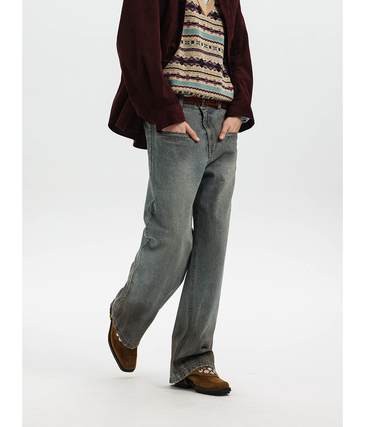 Gradient wash straight jeans