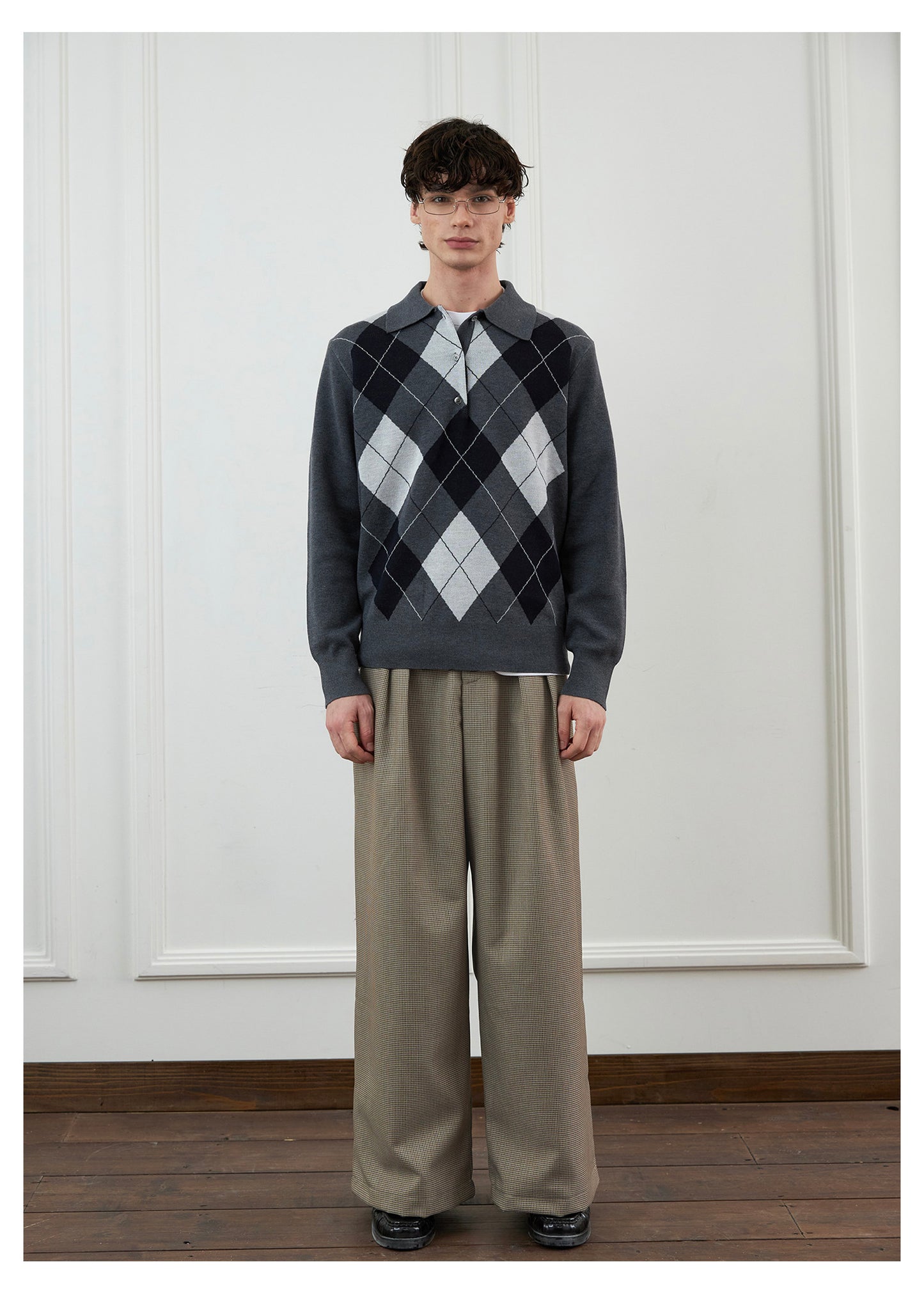 Double-Pleated Wide-Leg Casual Pants