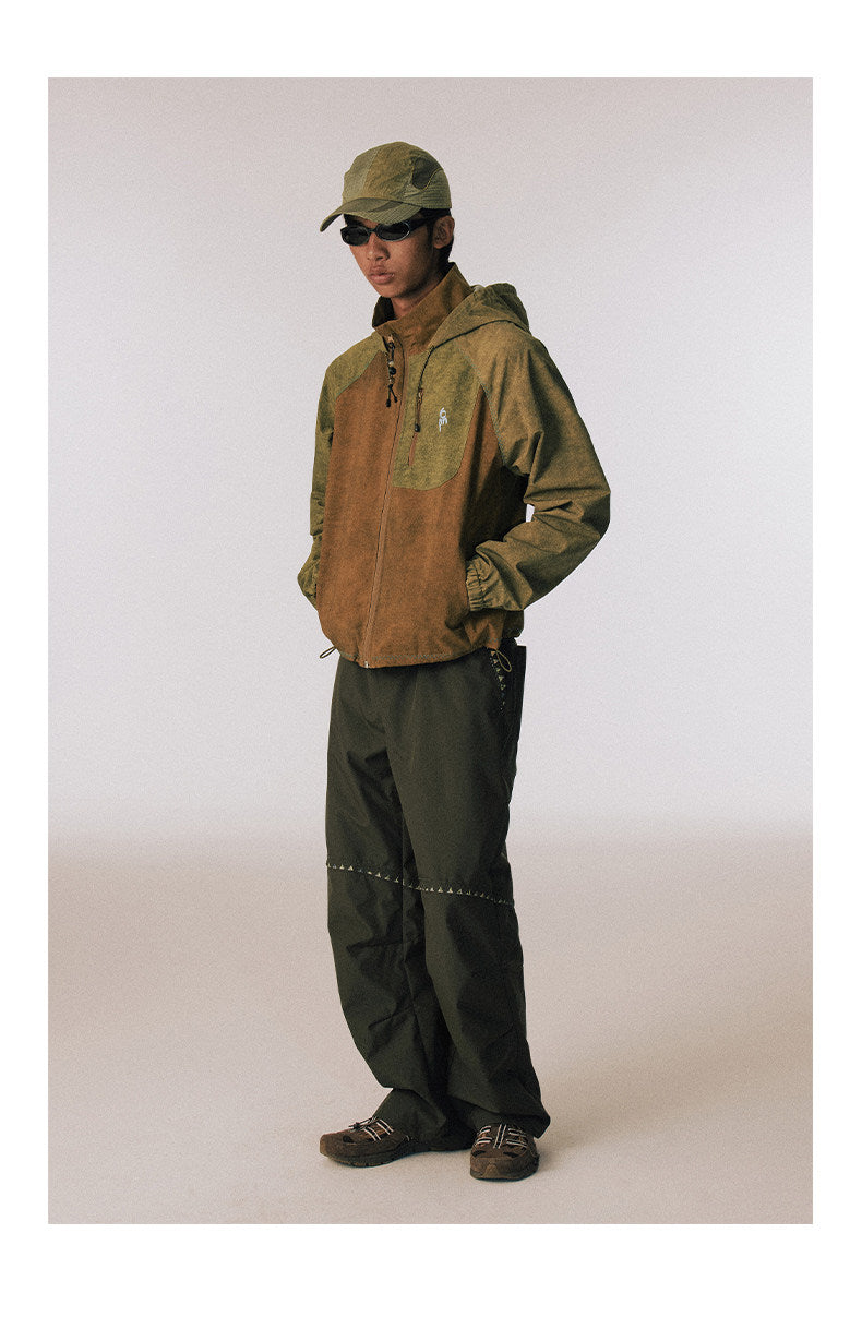 Water-repellent nylon hooded jacket