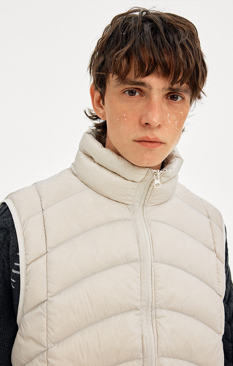 Simple Rib Collar Down Vest