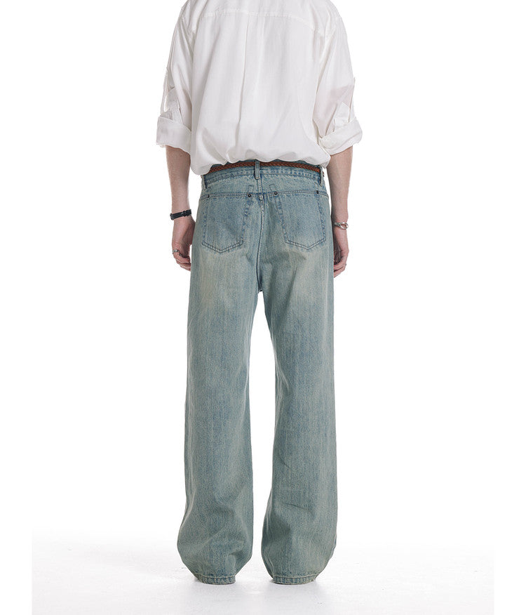Whisker-Washed Denim Pants