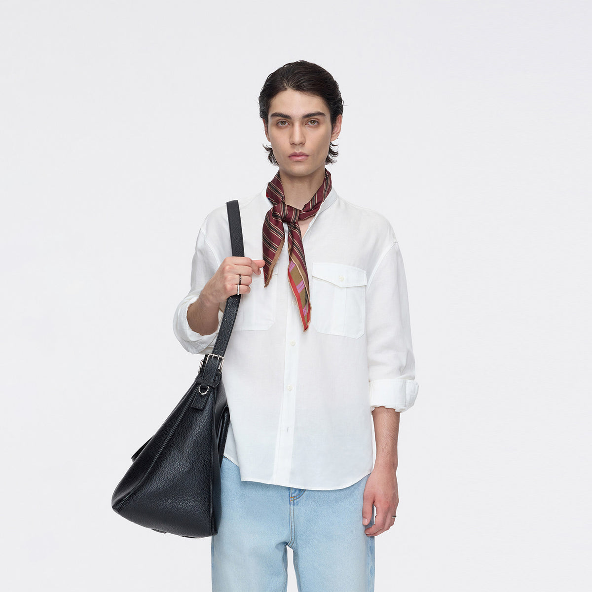 Linen Stand-Collar Shirt