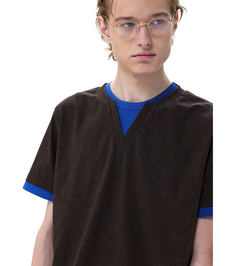 Preppy-Style Faux Two-Piece T-Shirt