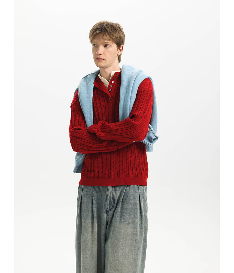 Logo Cable Embroidery Sweater