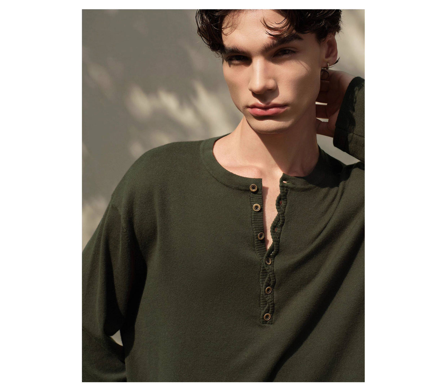 Twist Henley Collar Knit