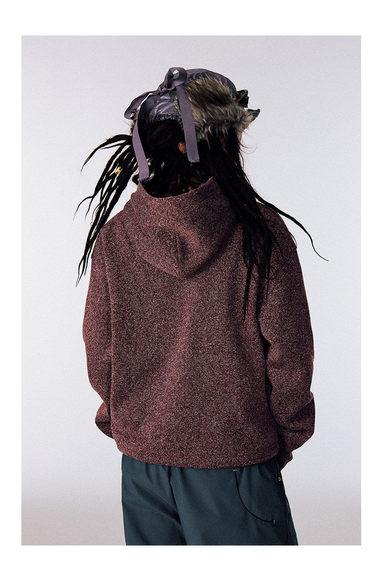 Hand-embroidered lightweight fleece hoodie